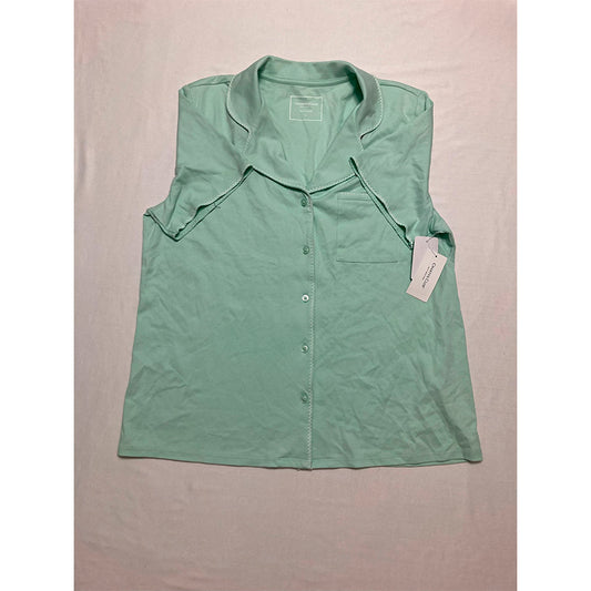 Charter Club Pajama Top Only Notch Collar Green L
