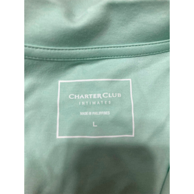 Charter Club Pajama Top Only Notch Collar Green L
