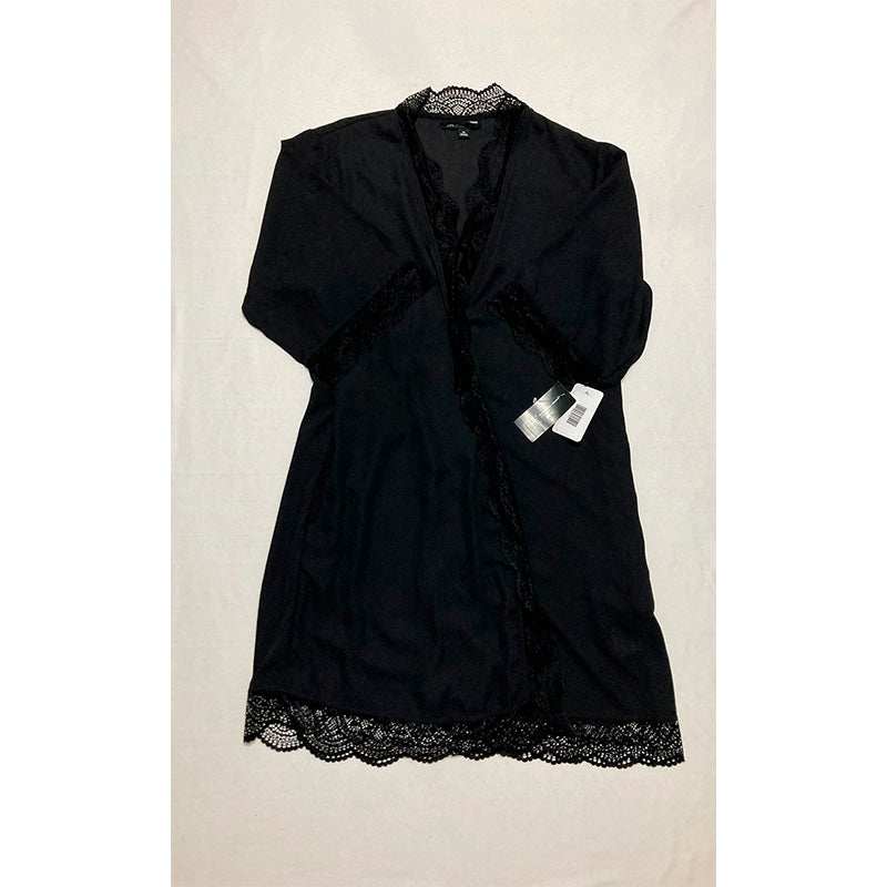 NWD INC Lace Trim Short Robe Black XS