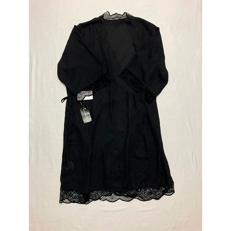 NWD INC Lace Trim Short Robe Black XS
