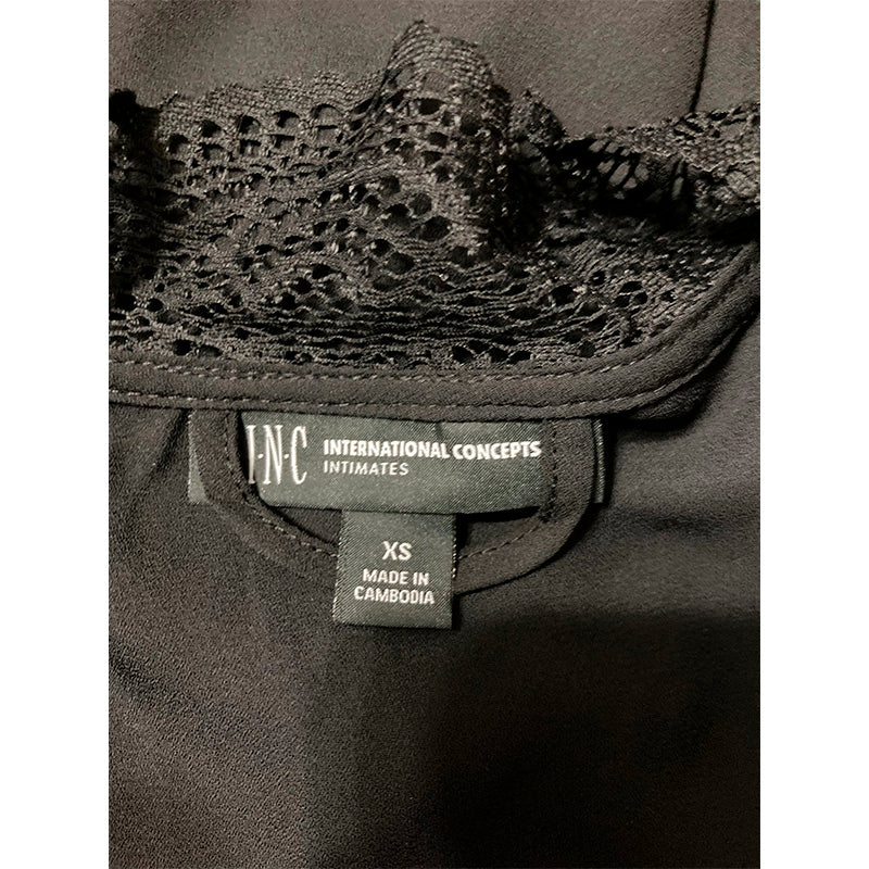 NWD INC Lace Trim Short Robe Black XS