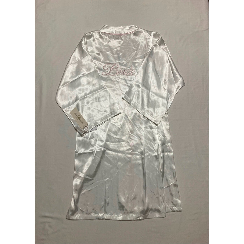 NWD Linea Donatella Bride Satin Wrap Robe White L