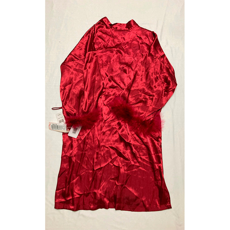NWD Linea Donatella Wrap Robe Satin Burgundy M