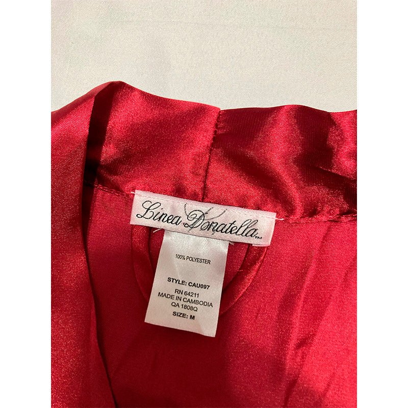 NWD Linea Donatella Wrap Robe Satin Burgundy M
