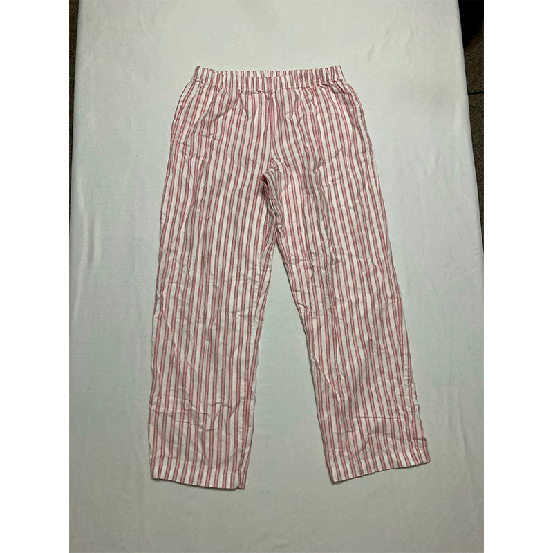 Charter Club Pajama Set Notch Collar Striped Red/White PS