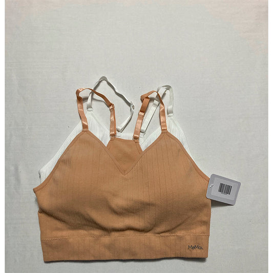 Memoi 2 Pack Bra Beige/White L
