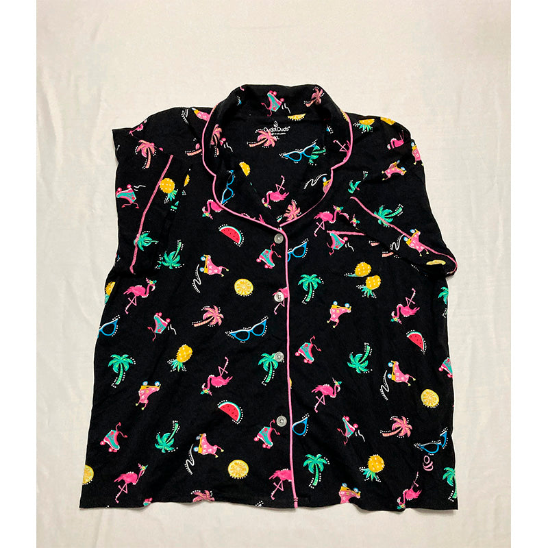 Cuddl Duds Only Pajama Top Notch Collar Multicolor XL