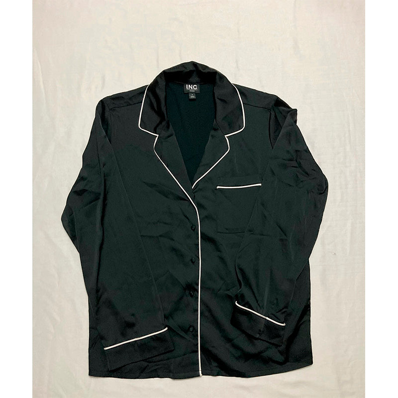 INC Only Pajama Top Long Sleeve Black S
