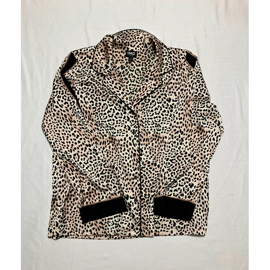 INC Only Pajama Top Notch Collar Animal Print S
