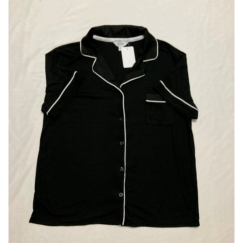 Nicole Hiller Only Pajama Top With Buttons Black L