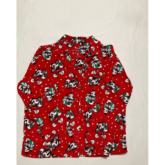 Mickey Mouse Only Pajama Top Notch Collar Red
