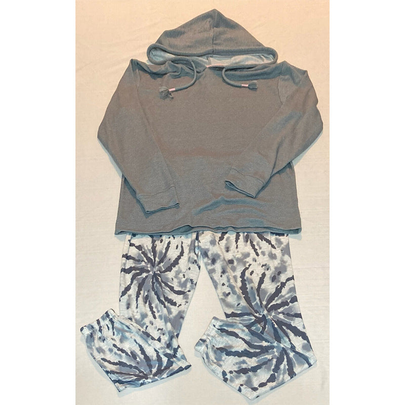Roudelain Butter Knit Hoodie & Jogger Pants Set Grey S