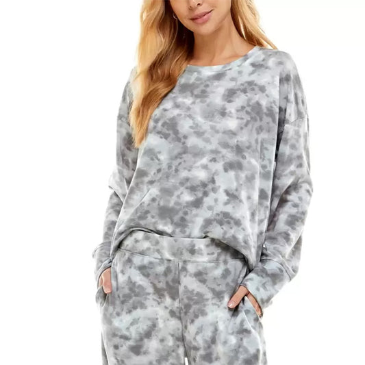 Roudelain Printed Wide-Band Sweatshirt Only Pajama Top White S