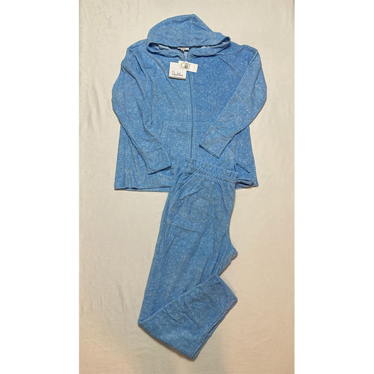 Roudelain Hoodie & Paperbag-Waist Jogger Pants Lounge Set Blue L
