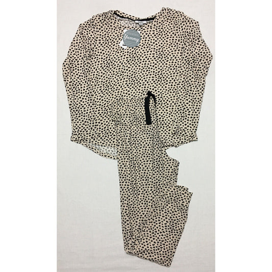Roudelain Printed Long-Sleeve Pajama Set Beige S