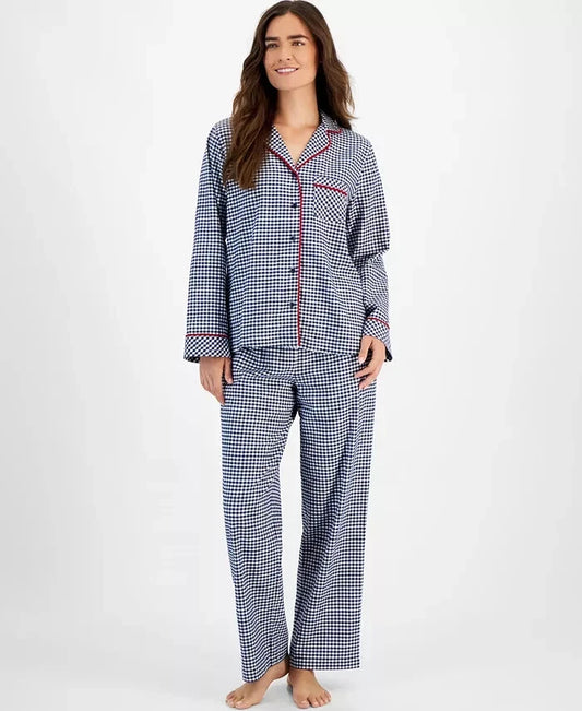 CHARTER CLUB Women's XS Cotton Flannel Pajamas Gingham Check XXL