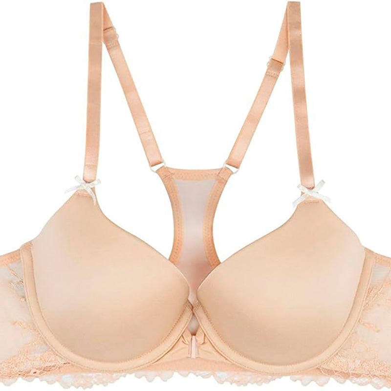 NWD Heidi Klum Smooth Racerback Lace T Shirt Bra Toasted Almond 38D