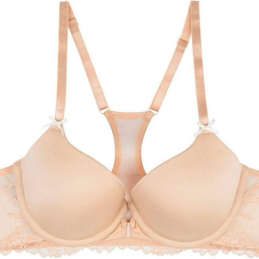 NWD Heidi Klum Smooth Racerback Lace T Shirt Bra Toasted Almond 38D