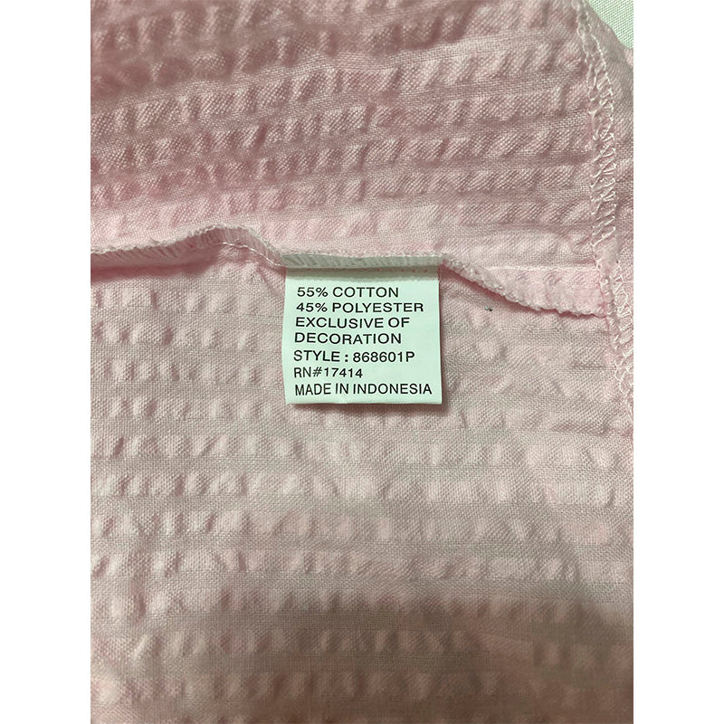 Miss Elaine Long Seersucker Robe Front Zipper 3/4 Sleeves Pink Petite M