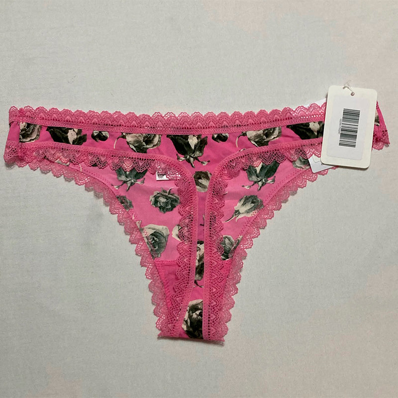 Calvin Klein Lace-Trim Thong Underwear Pink L
