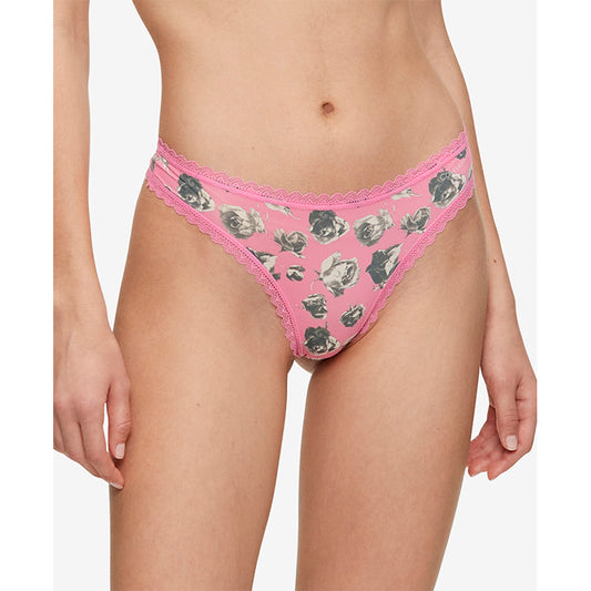 Calvin Klein Lace-Trim Thong Underwear Pink L