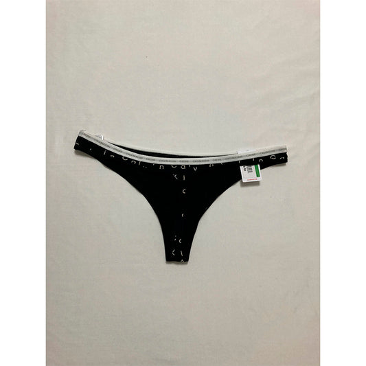 CK One Cotton Singles Thong Underwear Black and White L
