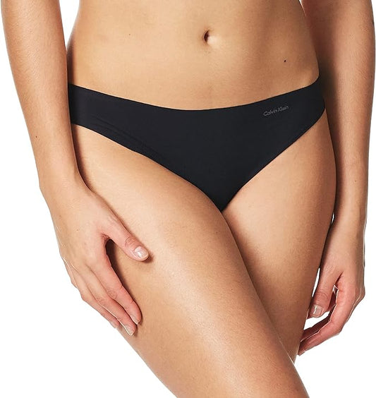 Calvin Klein Women's Invisibles Seamless Thong Panty Black L