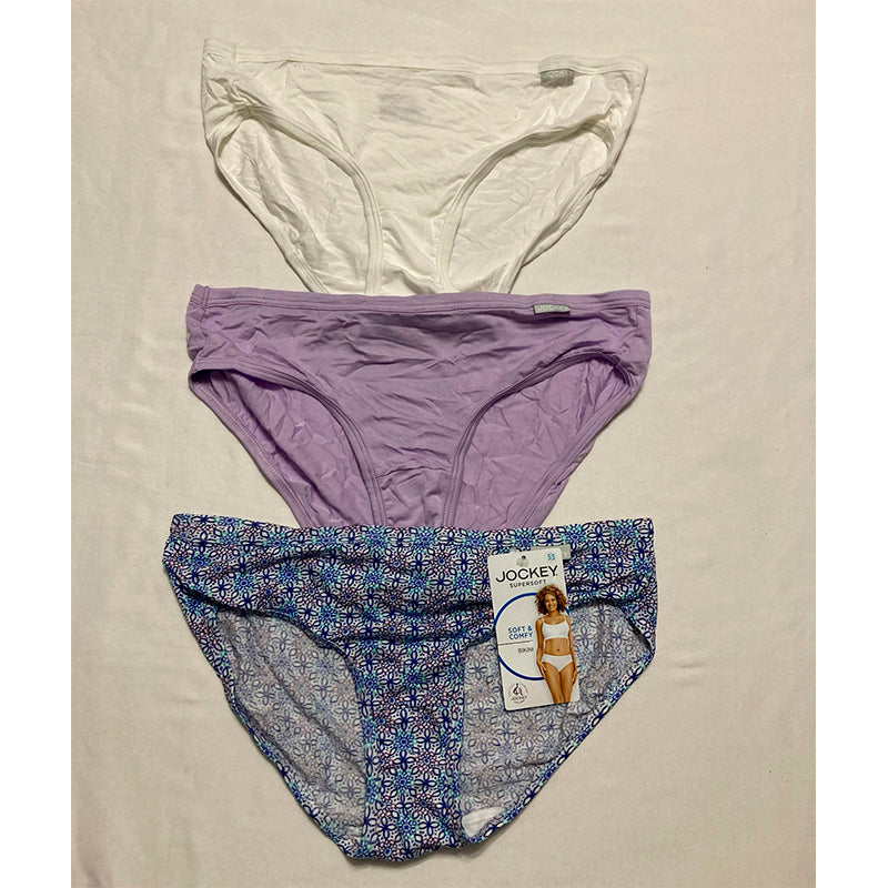 Jockey Underwear Supersoft Bikini - 3 Pack Crochet Tile/Soft Lilac/White S