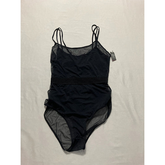 Vince Camuto Shelby Mesh Trim Bodysuit Black M