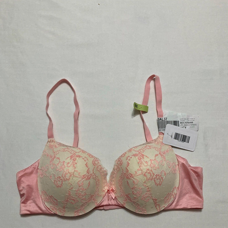 Maidenform The Lift Push Up & in Lace Demi Bra Ivory/Pink 38B