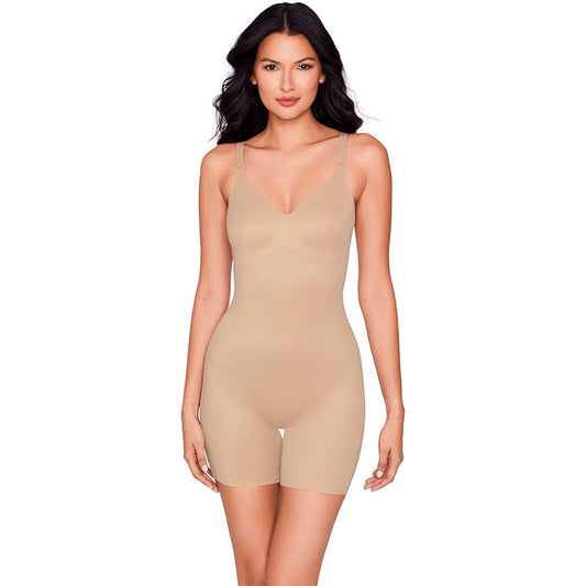 Miraclesuit Firm Control Low Back All-In-One Bike Shorts Beige 2X