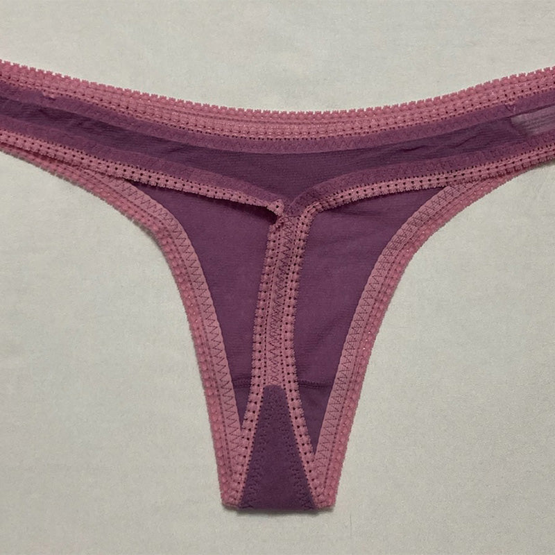 OnGossamer Mesh Hip Thong Panties Chinese Violet M-L