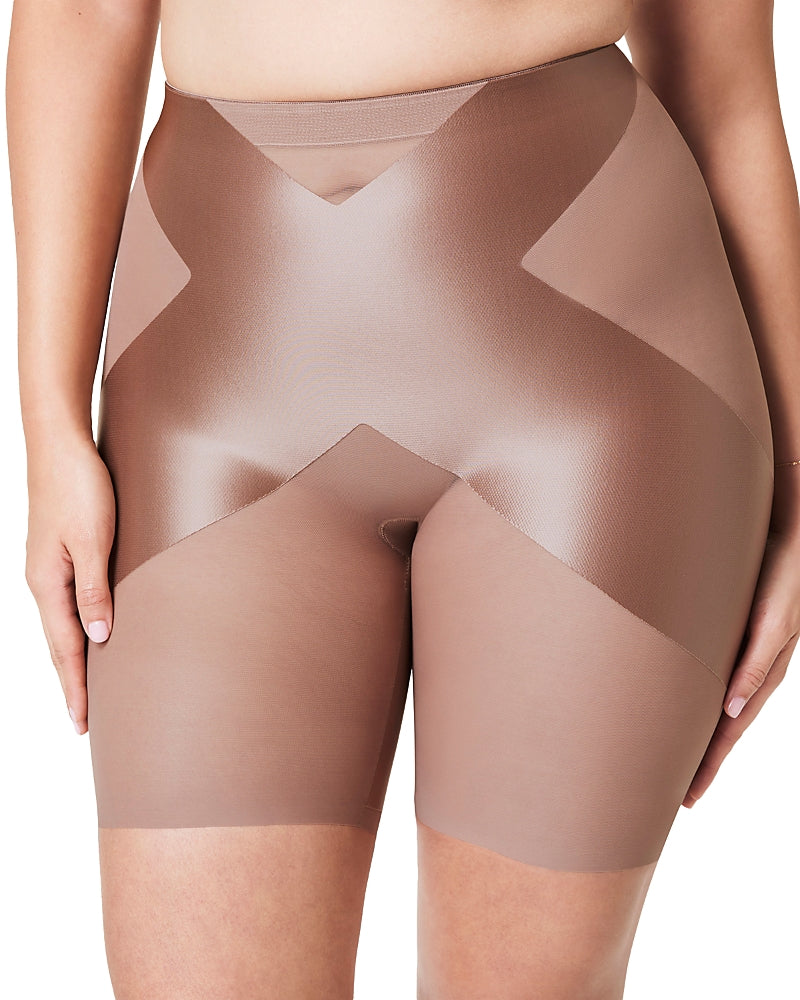 SPANX Satin-X Mid-Thigh Short CAFE L