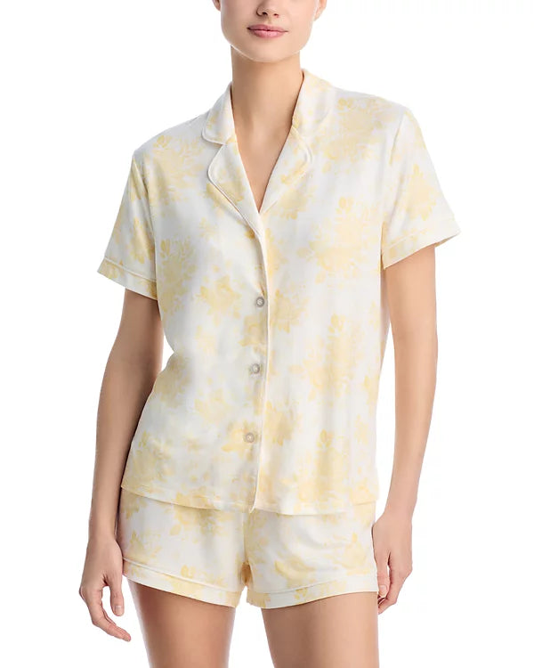 AQUA Sleep Notch Collar Pajama Set YELLOW M