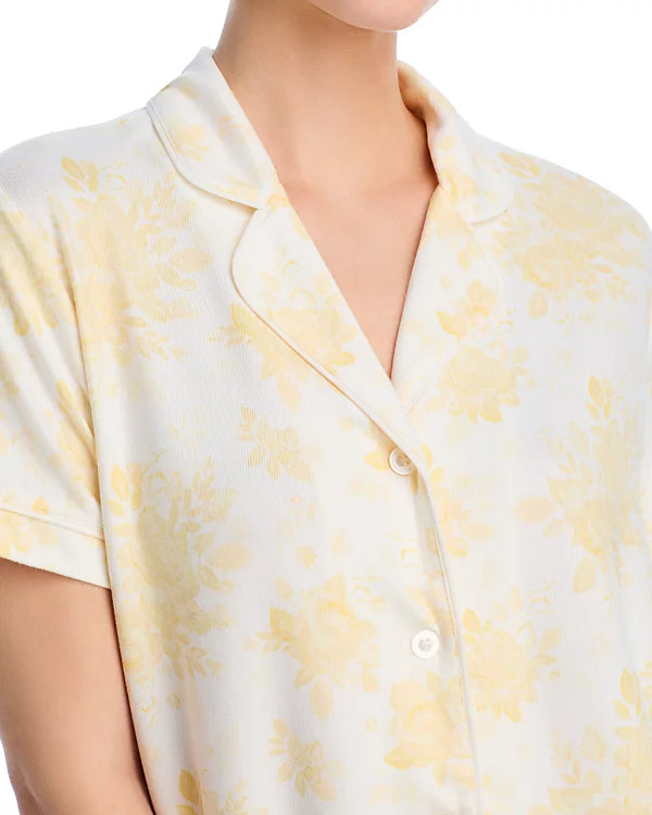 AQUA Sleep Notch Collar Pajama Set YELLOW M