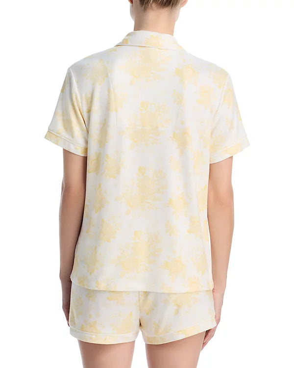 AQUA Sleep Notch Collar Pajama Set YELLOW M