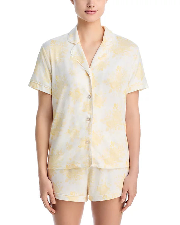 AQUA Sleep Notch Collar Pajama Set YELLOW M