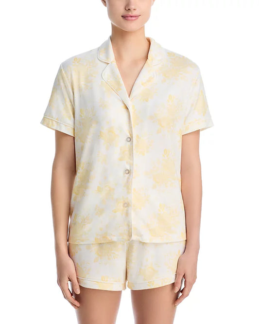 AQUA Sleep Notch Collar Pajama Set YELLOW M