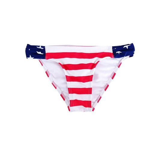 California Waves Ruched Stars-and-Stripes Hipster Bikini Bottom Multicolor XS