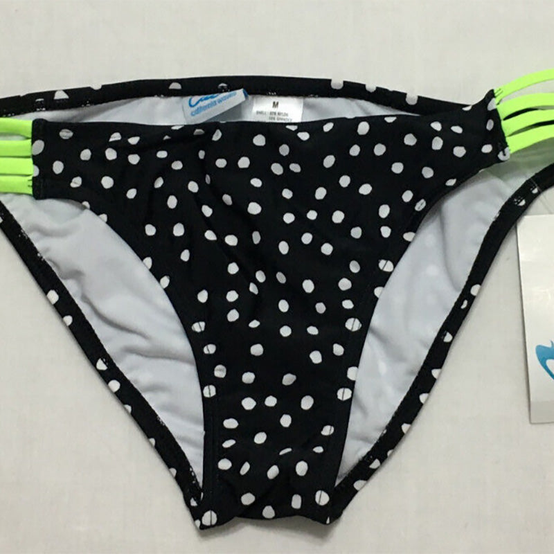 California Waves Polka Dots Colorblocked Strappy Bikini Black XS