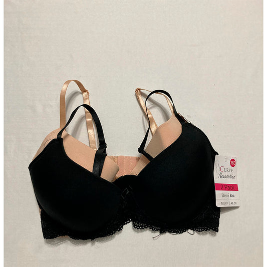Curve 2 Pack Demi Bra Black/Beige 36D