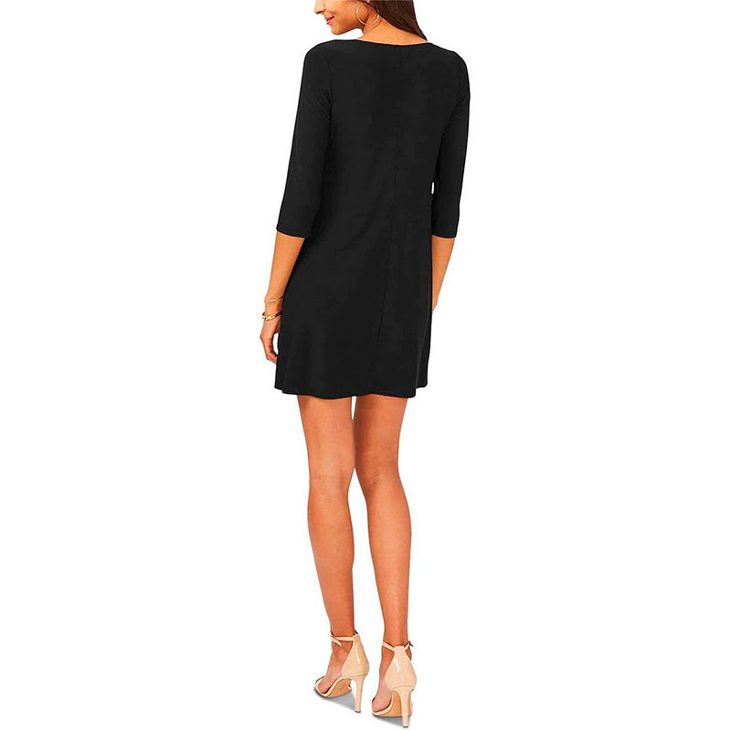 MSK Womens Petites Party Midi Shift Dress Black PS
