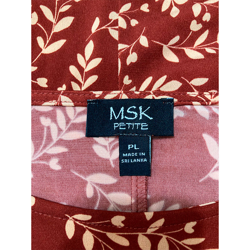 MSK PETITE Dress Burgundy Floral PL