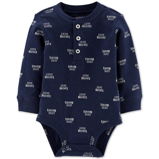 Carter's Baby Boys Little Brother-Print Cotton Bodysuit Navy 9 Months