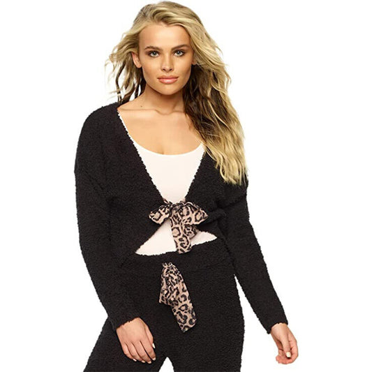 Felina Denali Cozy Knit Tie-Front Cardigan Black S