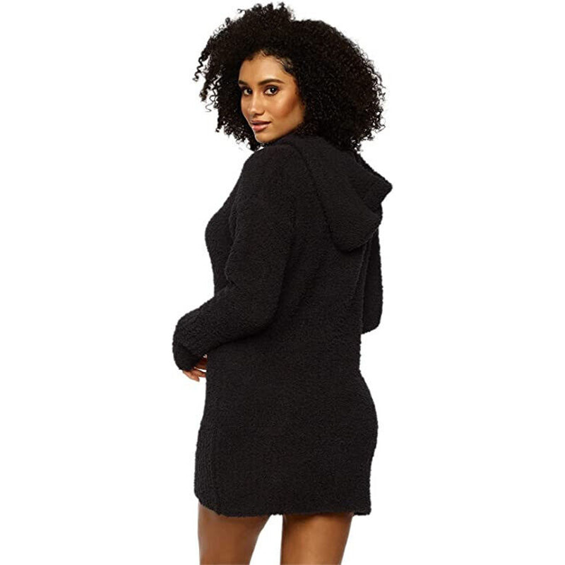 Felina Denali Cozy Knit Hooded Tunic Black XL