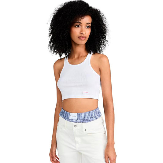 Alexander Wang Cropped Classic Racer Tank White L
