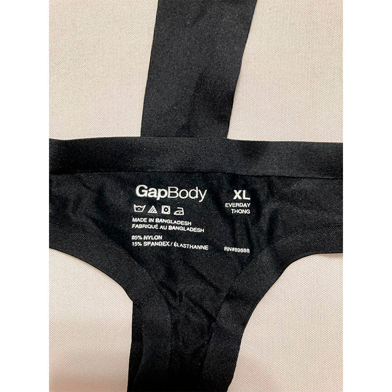 GapBody Everyday Essentials Laser Bonded Thong Underwear Black XL