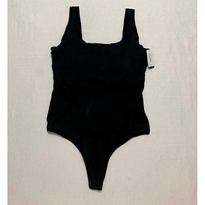 GapBody Women's Logo Comfort Thong Bodysuit, Black, XL