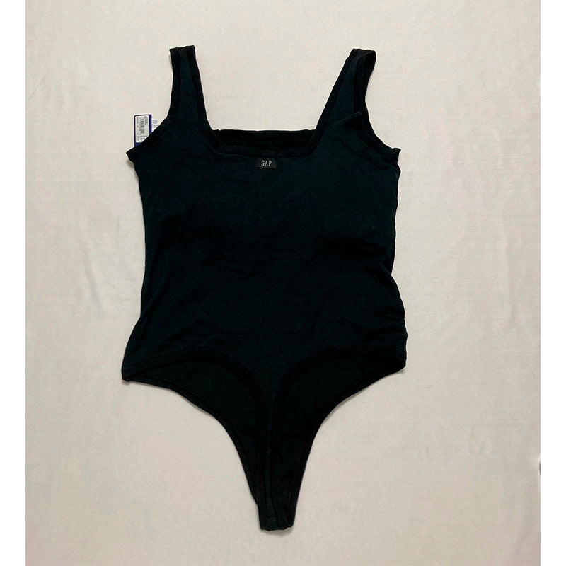 GapBody Women's Logo Comfort Thong Bodysuit, Black, XL